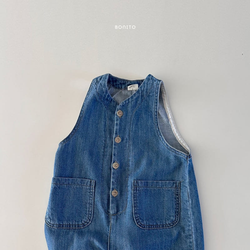 Bonito - Korean Baby Fashion - #babyboutique - Denim Sleeveless Overalls - 2