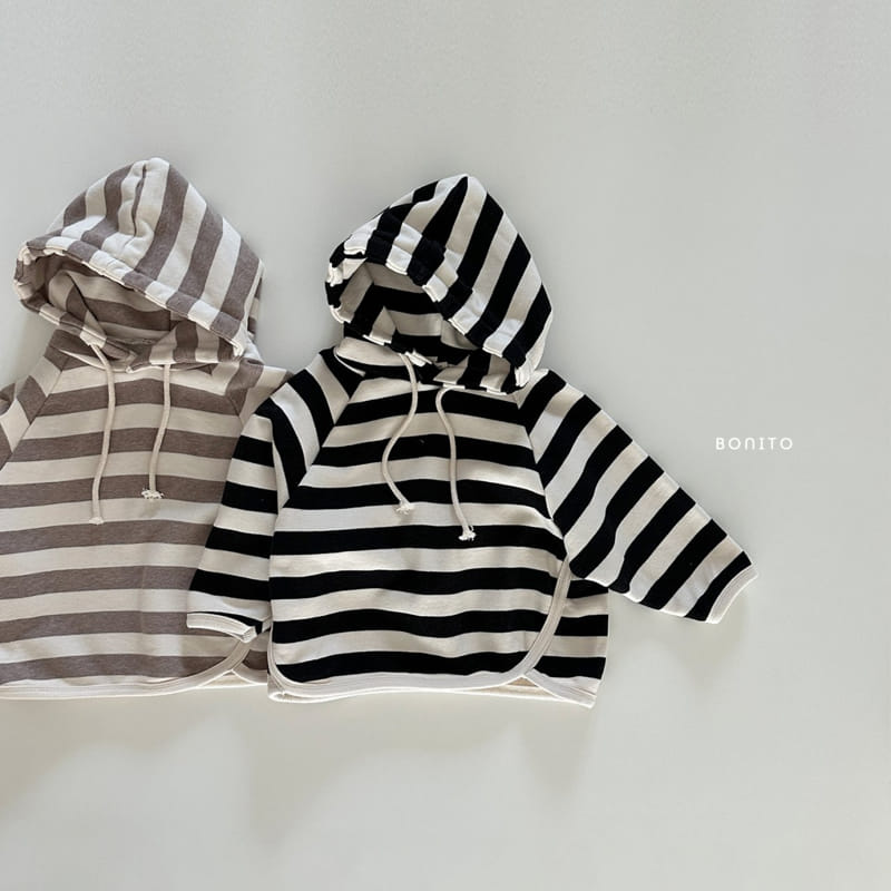 Bonito - Korean Baby Fashion - #babyclothing - Stripes Piping Hoody Tee