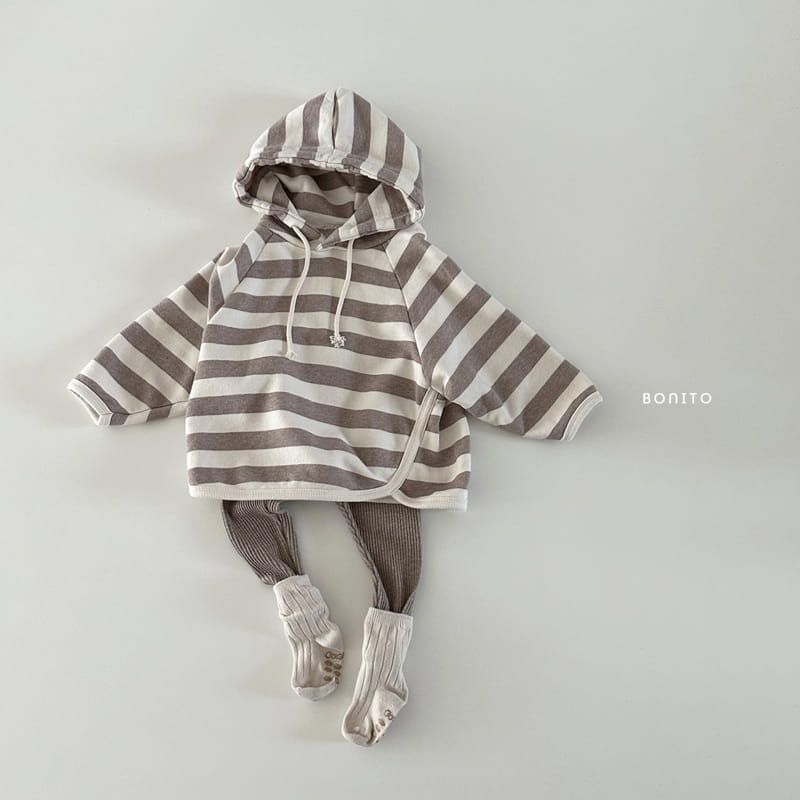 Bonito - Korean Baby Fashion - #babyfashion - Stripes Piping Hoody Tee - 2