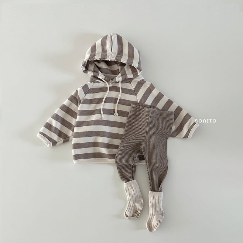 Bonito - Korean Baby Fashion - #babyfever - Stripes Piping Hoody Tee - 3