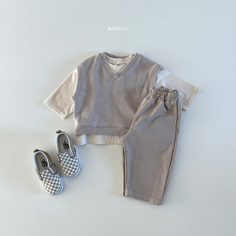 Bonito - Korean Baby Fashion - #babyfever - V Neck Knit Vest - 3