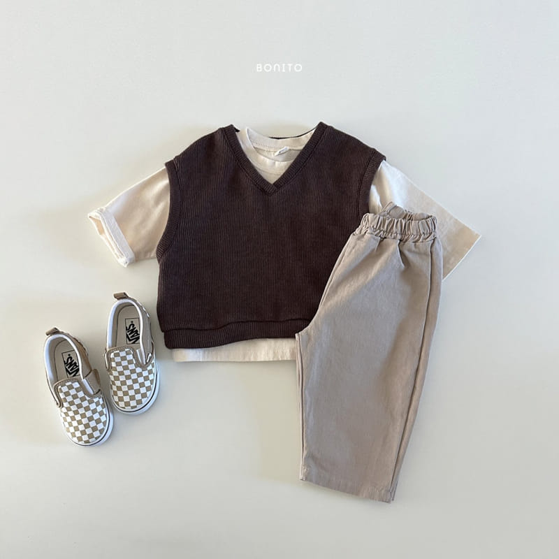 Bonito - Korean Baby Fashion - #babylifestyle - V Neck Knit Vest - 5