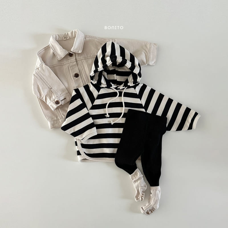 Bonito - Korean Baby Fashion - #babyoninstagram - Stripes Piping Hoody Tee - 6