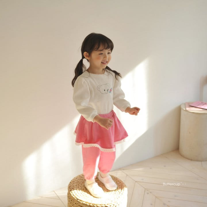 Buttercup - Korean Children Fashion - #childrensboutique - Bear Flower Shirring Tee - 9
