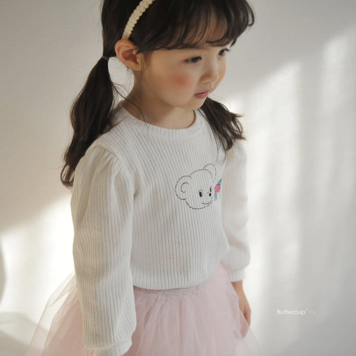 Buttercup - Korean Children Fashion - #designkidswear - Bear Flower Shirring Tee - 10