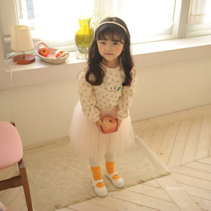 Buttercup - Korean Children Fashion - #littlefashionista - Bear Flower Shirring Tee