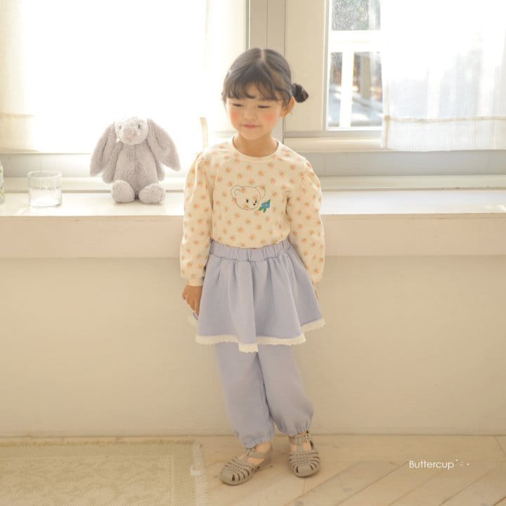 Buttercup - Korean Children Fashion - #toddlerclothing - Bear Flower Shirring Tee - 6