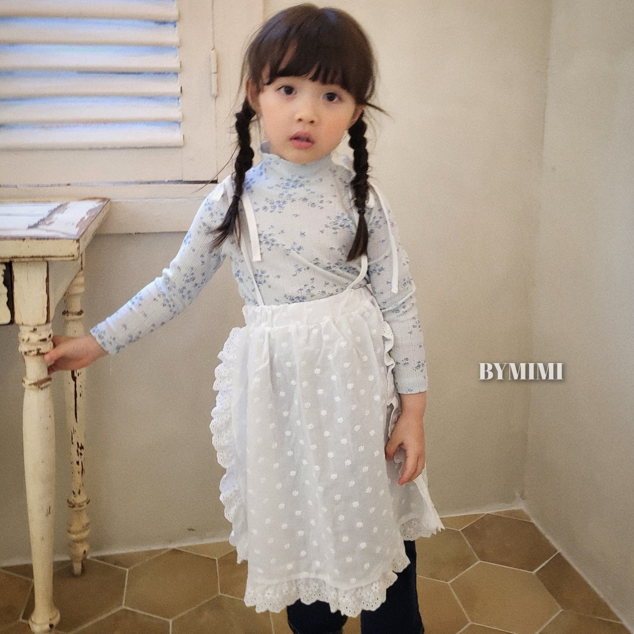 Bymimi - Korean Children Fashion - #Kfashion4kids - Eyelet Half Turtleneck Tee - 3