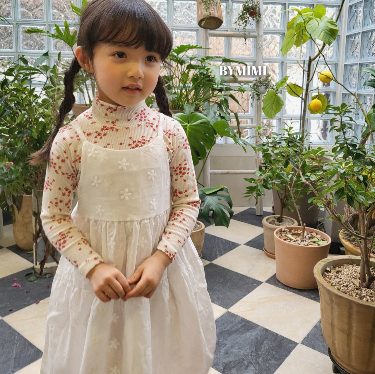 Bymimi - Korean Children Fashion - #kidsstore - Eyelet Half Turtleneck Tee