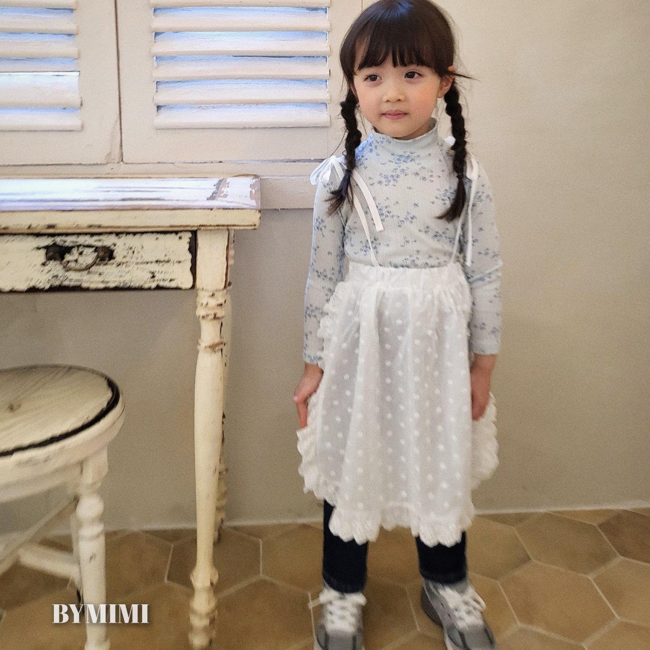 Bymimi - Korean Children Fashion - #magicofchildhood - Eyelet Half Turtleneck Tee - 5