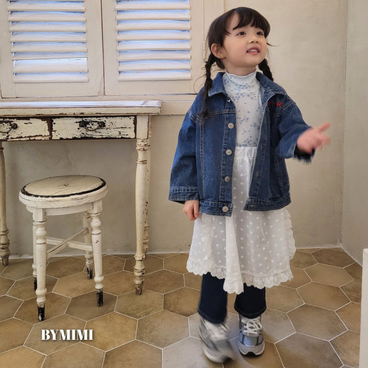 Bymimi - Korean Children Fashion - #toddlerclothing - Eyelet Half Turtleneck Tee - 9
