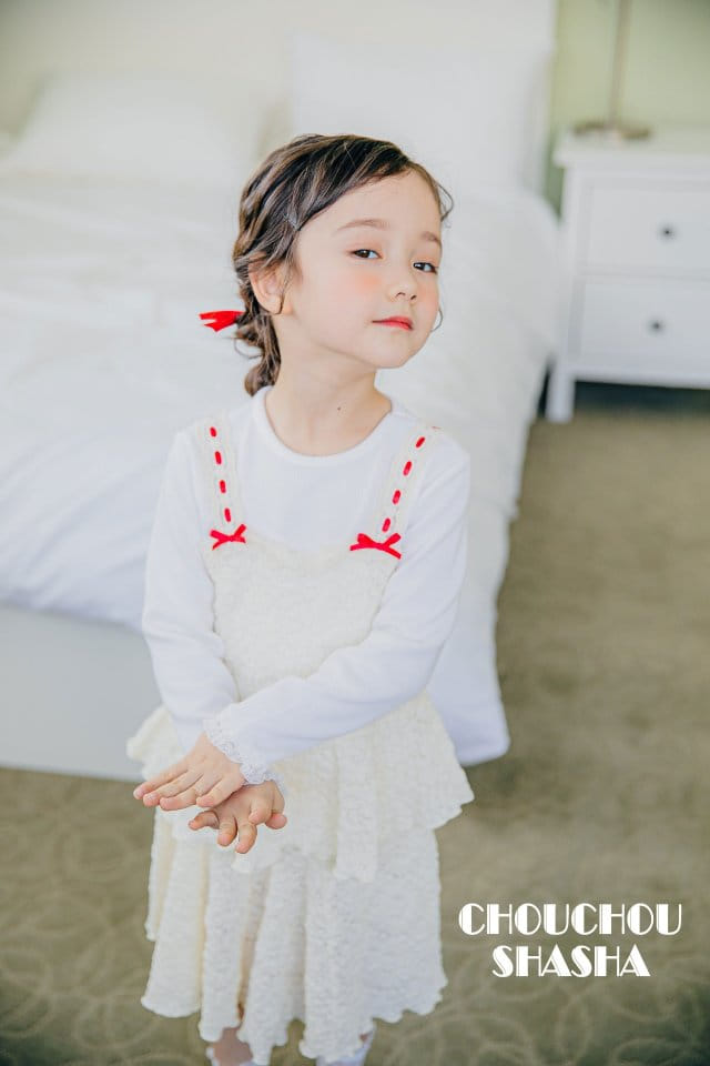 Chouchou Shasha - Korean Children Fashion - #childrensboutique - Lace Top Bottom Set - 2