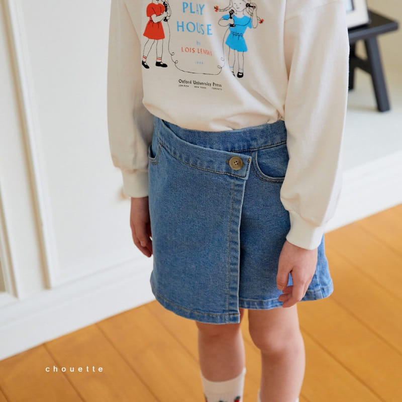 Chouette - Korean Children Fashion - #kidsstore - Denim Wrap Curot Pants - 6