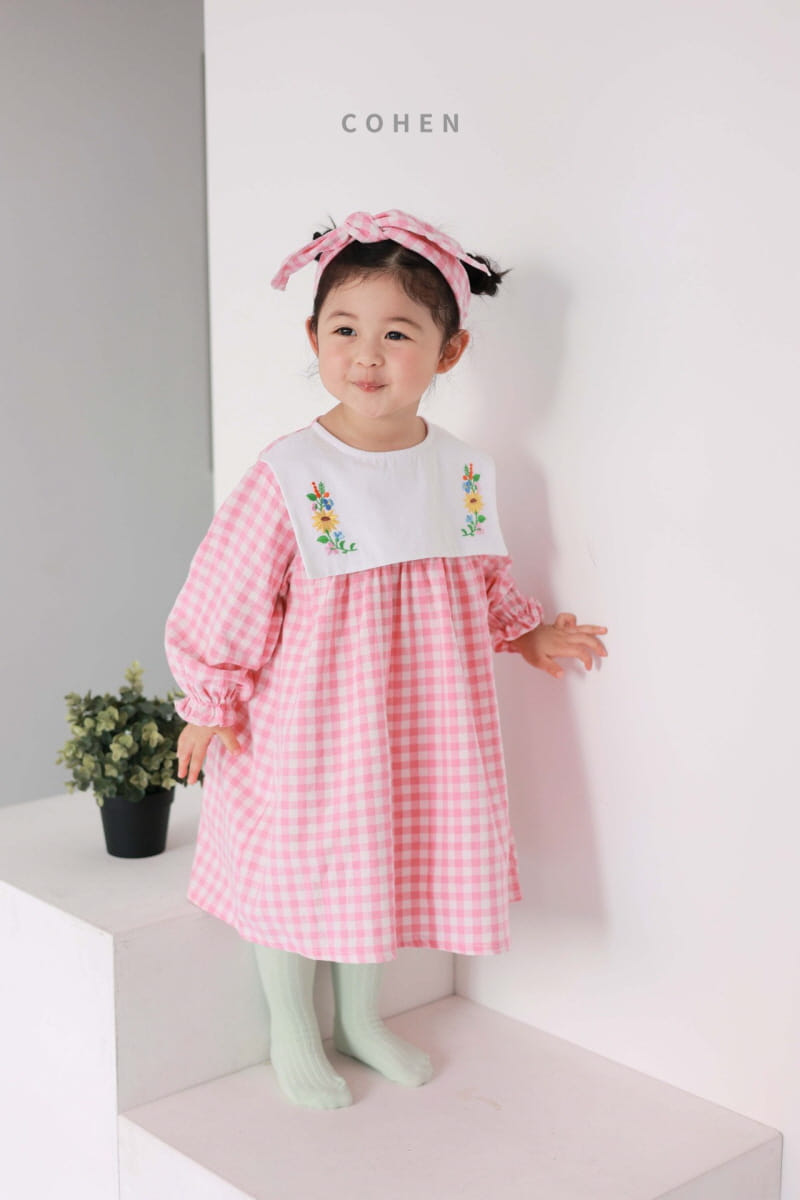 Cohen - Korean Children Fashion - #littlefashionista - Check Embrodiery One-piece - 2