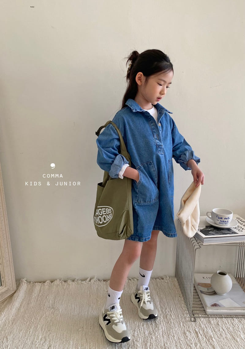 Comma - Korean Children Fashion - #childrensboutique - Denim One-piece Blue
