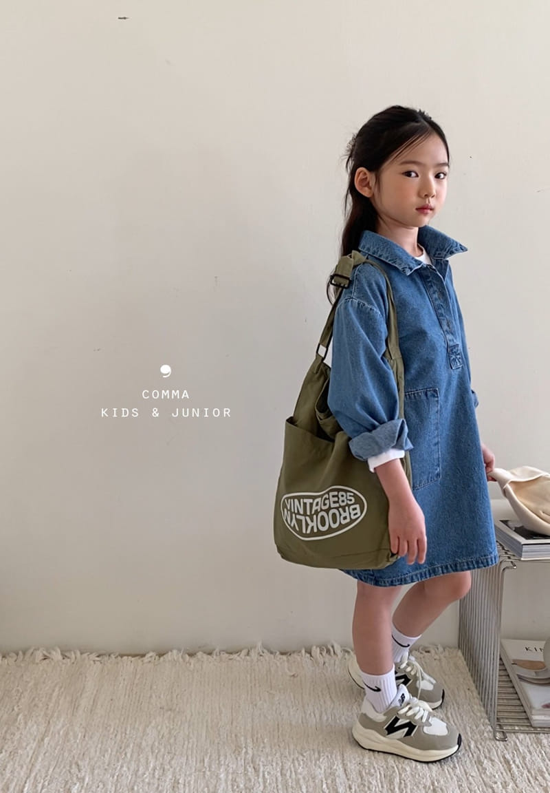 Comma - Korean Children Fashion - #discoveringself - Denim One-piece Blue - 3