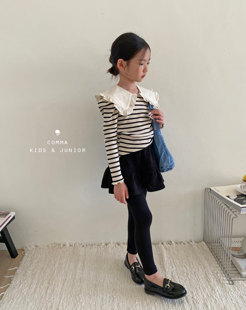 Comma - Korean Children Fashion - #discoveringself - Collar Puff Tee Stripes - 6