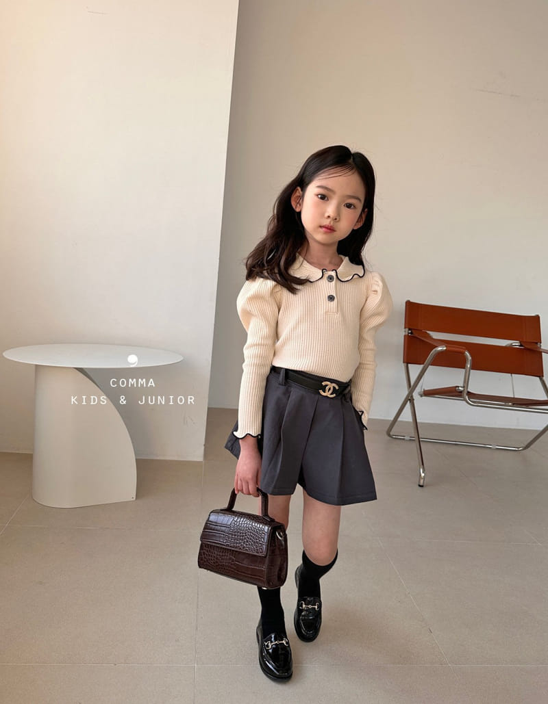 Comma - Korean Children Fashion - #kidsshorts - Collar Button Tee - 2
