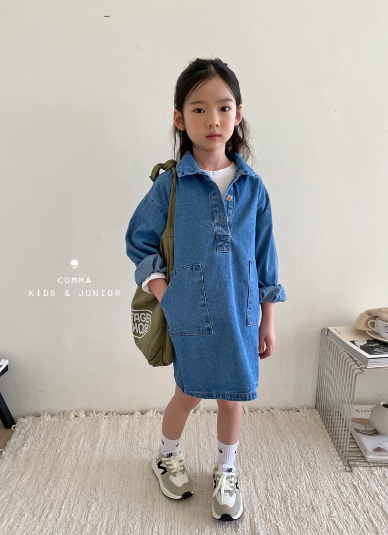 Comma - Korean Children Fashion - #kidsshorts - Denim One-piece Blue - 5