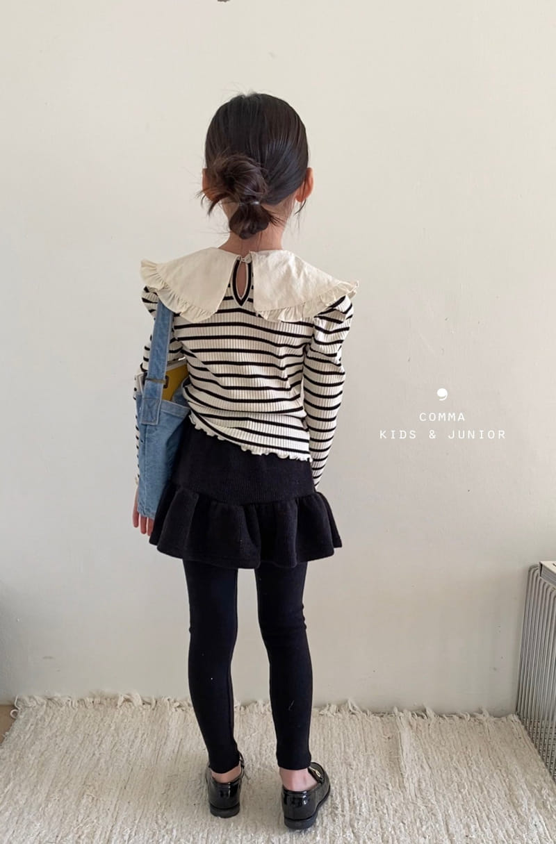 Comma - Korean Children Fashion - #kidsshorts - Collar Puff Tee Stripes - 8