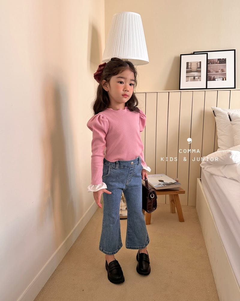 Comma - Korean Children Fashion - #littlefashionista - Denim Bootscut Pants - 4