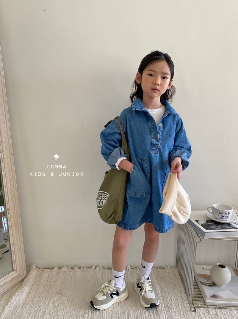 Comma - Korean Children Fashion - #prettylittlegirls - Denim One-piece Blue - 12