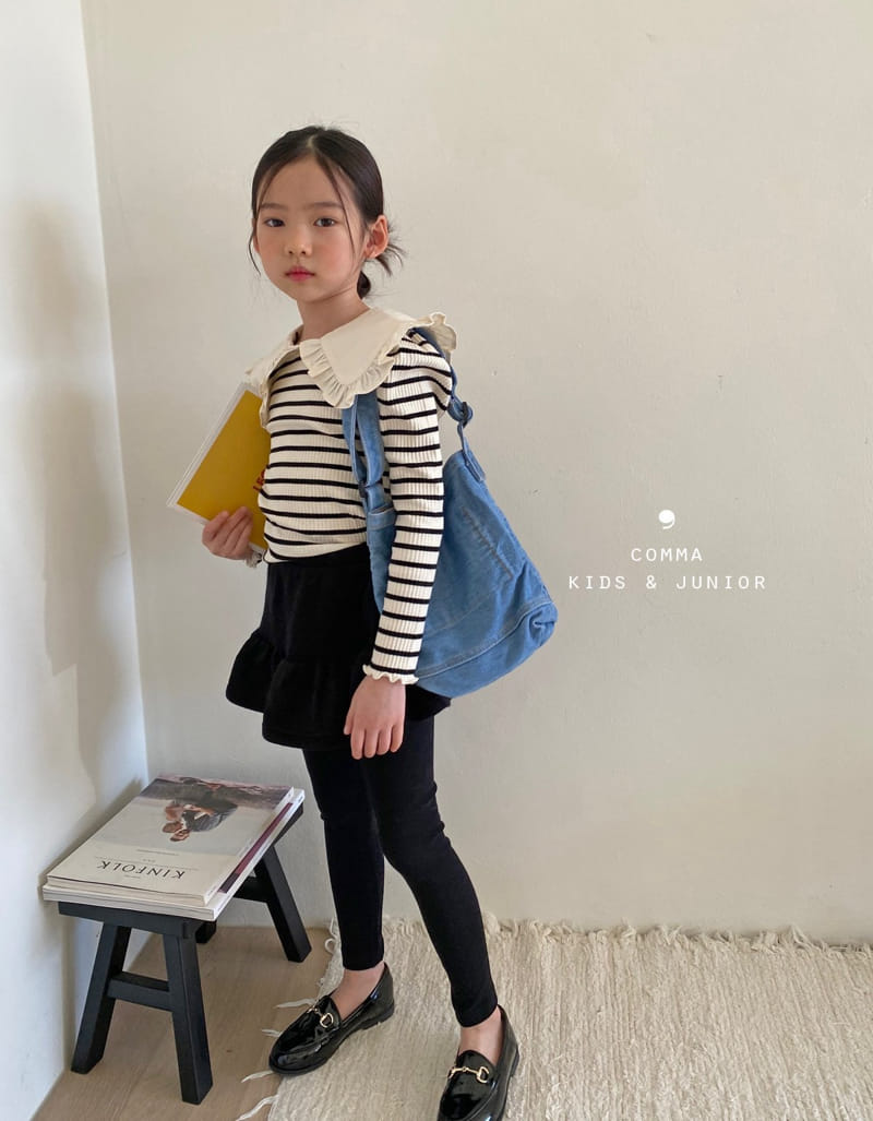 Comma - Korean Children Fashion - #prettylittlegirls - Collar Puff Tee Stripes