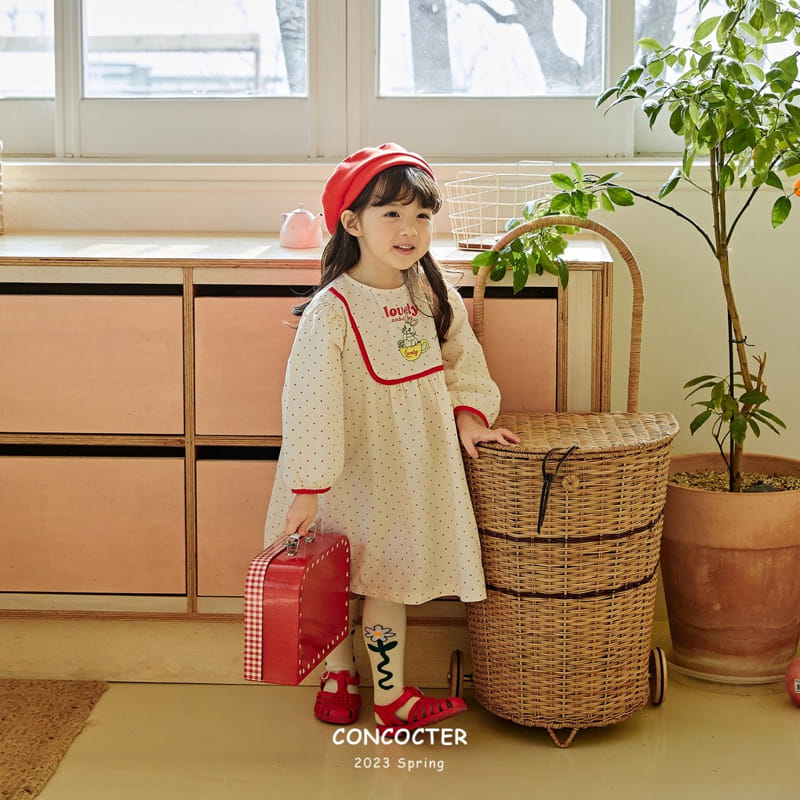 Concocter - Korean Children Fashion - #littlefashionista - Lovely Barnie Dot One-piece - 2