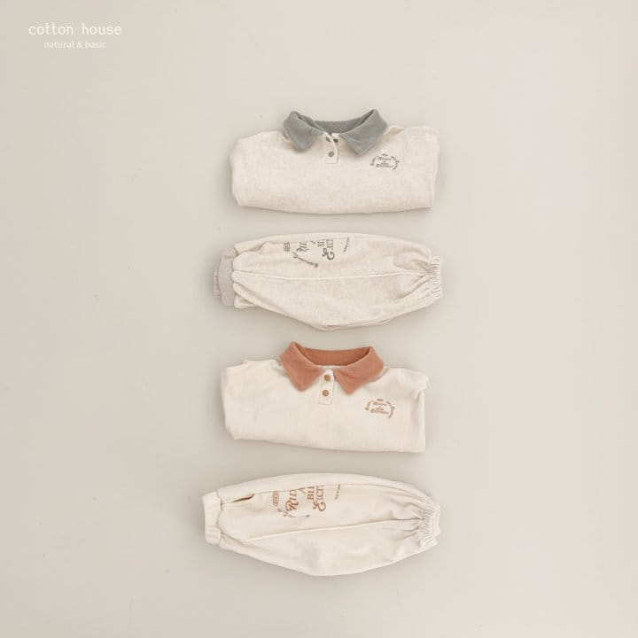 Cotton House - Korean Children Fashion - #childrensboutique - Terry Collar Top Bottom Set - 6