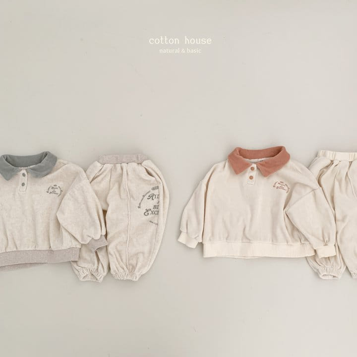 Cotton House - Korean Children Fashion - #designkidswear - Terry Collar Top Bottom Set - 7