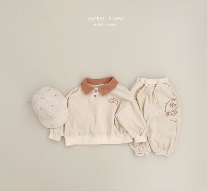 Cotton House - Korean Children Fashion - #prettylittlegirls - Terry Collar Top Bottom Set - 3