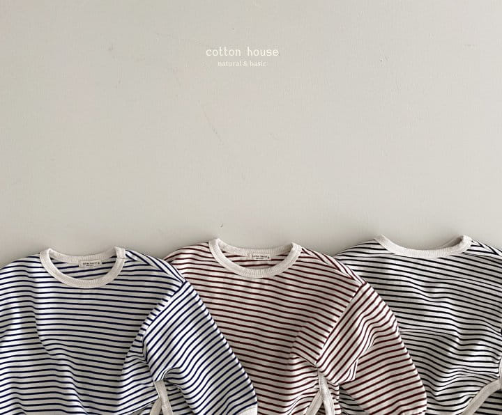 Cotton House - Korean Children Fashion - #stylishchildhood - Stripes Slit Tee - 2