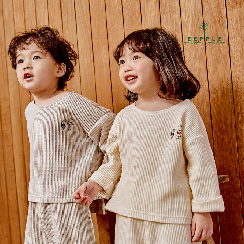 Eepple - Korean Children Fashion - #designkidswear - Danjjack Waffle Top Bottom Set - 5