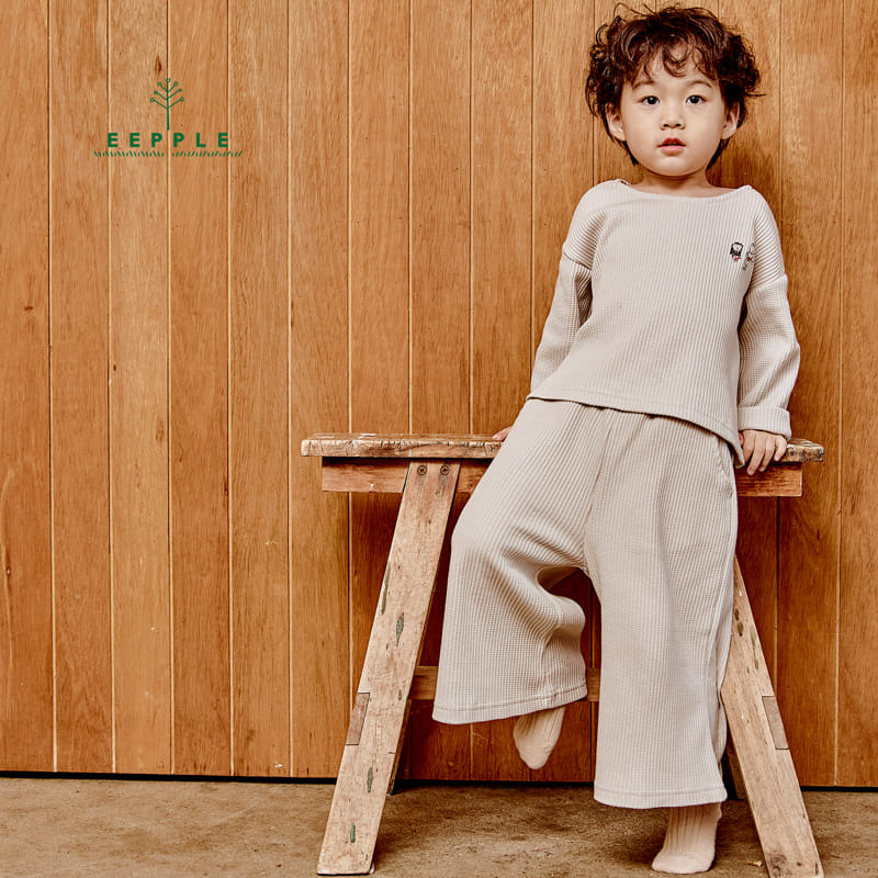 Eepple - Korean Children Fashion - #fashionkids - Danjjack Waffle Top Bottom Set - 7