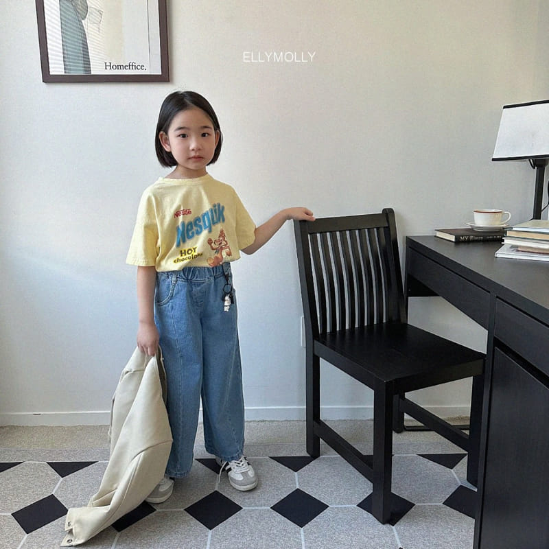Ellymolly - Korean Children Fashion - #childrensboutique - Slit Wide Jeans - 9
