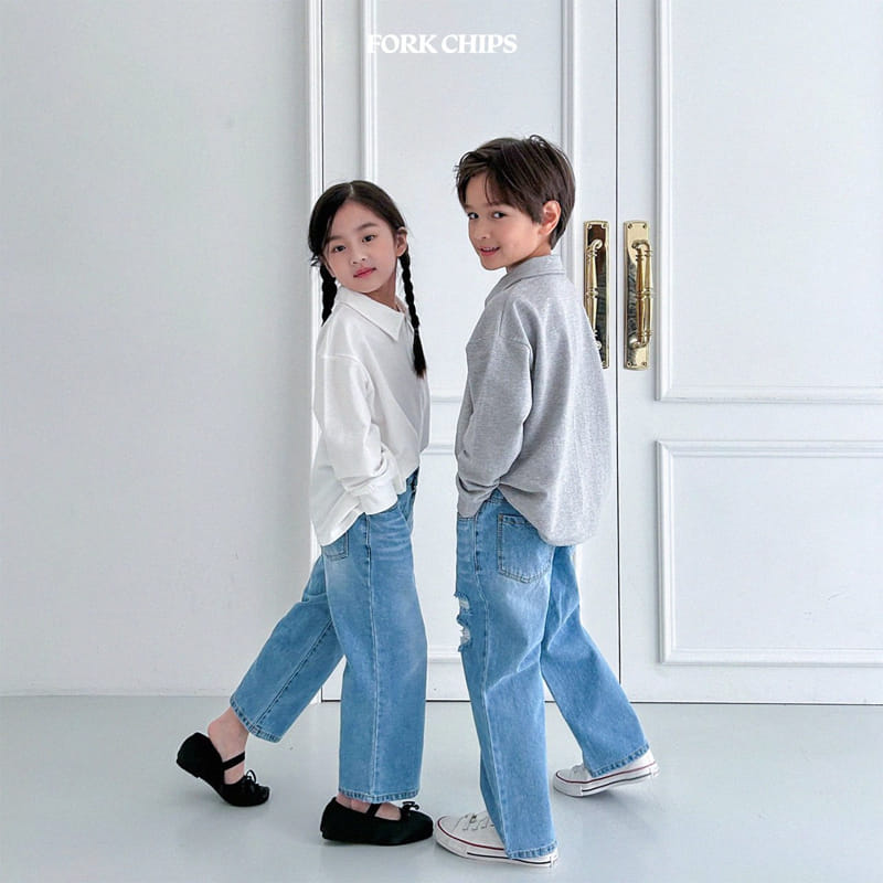 Fork Chips - Korean Children Fashion - #kidzfashiontrend - French Slit Jeans - 4