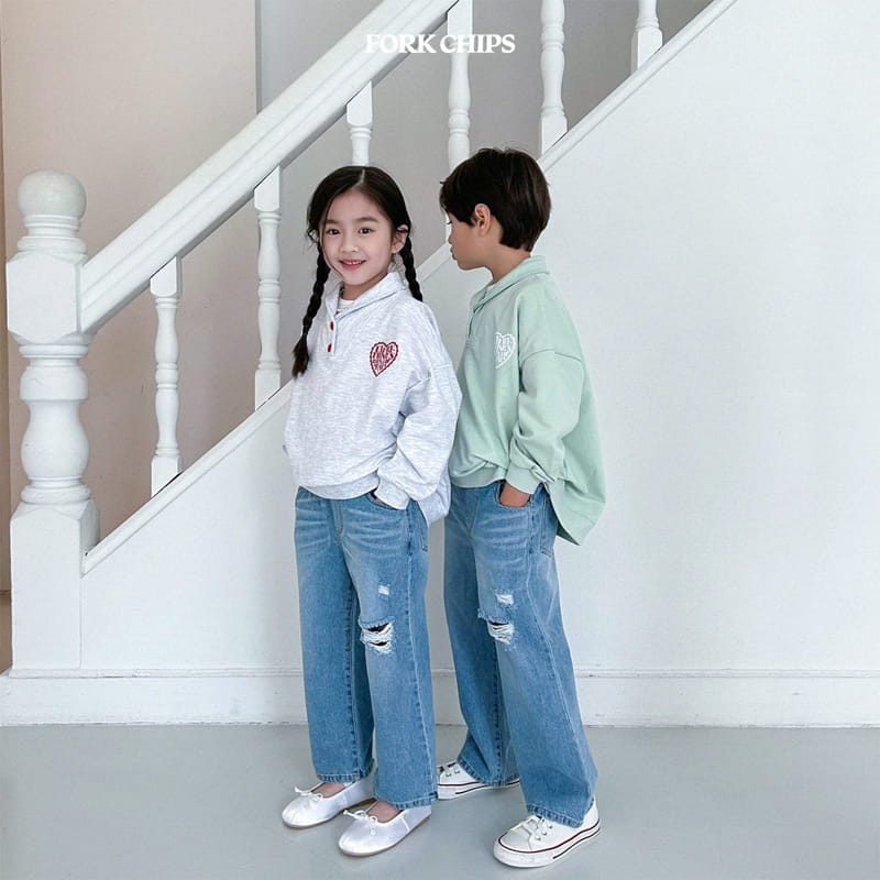 Fork Chips - Korean Children Fashion - #discoveringself - Fine Sweatshirt - 9