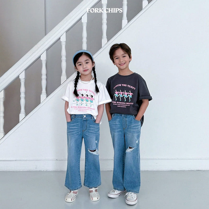 Fork Chips - Korean Children Fashion - #discoveringself - Dancing Short Sleeves Tee - 6