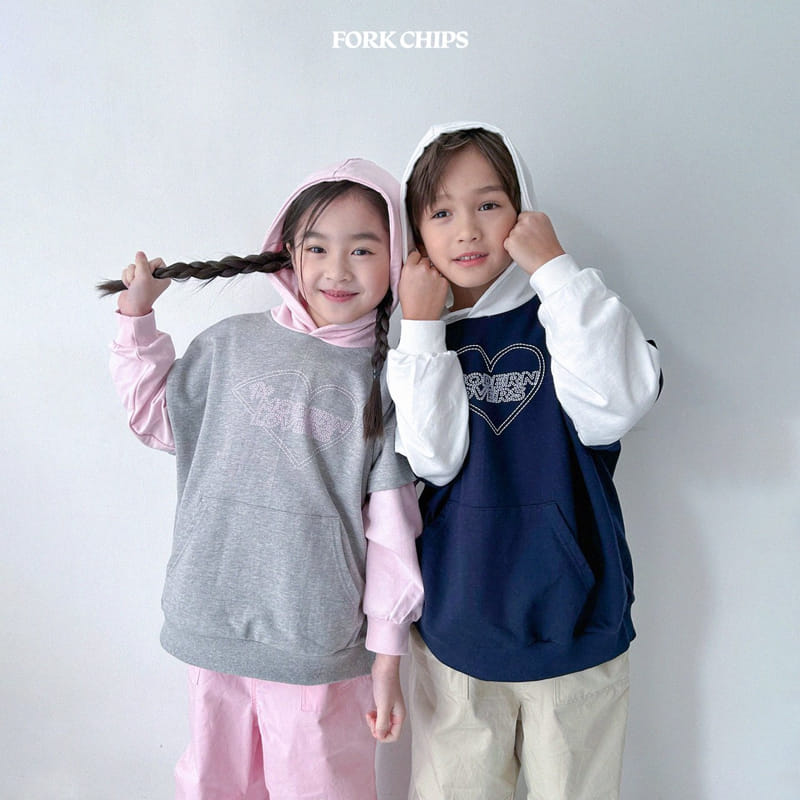 Fork Chips - Korean Children Fashion - #fashionkids - Heart Pin Hoody - 9