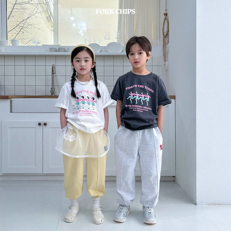Fork Chips - Korean Children Fashion - #fashionkids - Dancing Short Sleeves Tee - 7