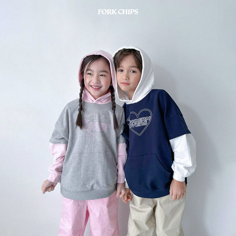 Fork Chips - Korean Children Fashion - #kidsshorts - Heart Pin Hoody - 10