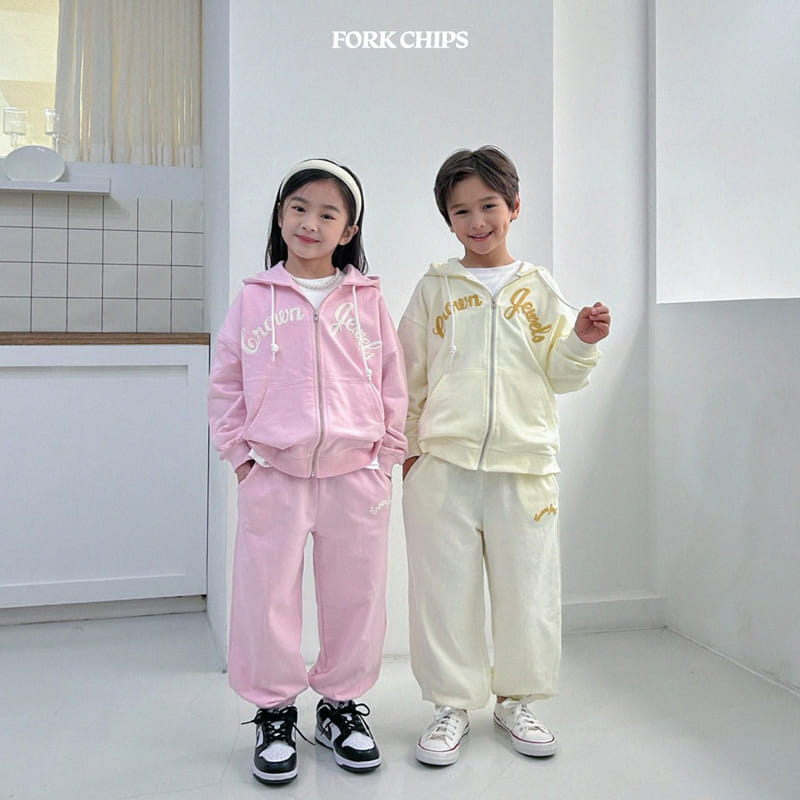 Fork Chips - Korean Children Fashion - #kidsshorts - Crown Top Bottom Set