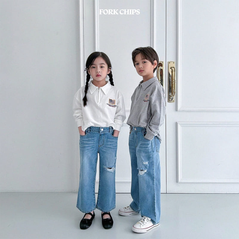 Fork Chips - Korean Children Fashion - #kidsshorts - French Slit Jeans