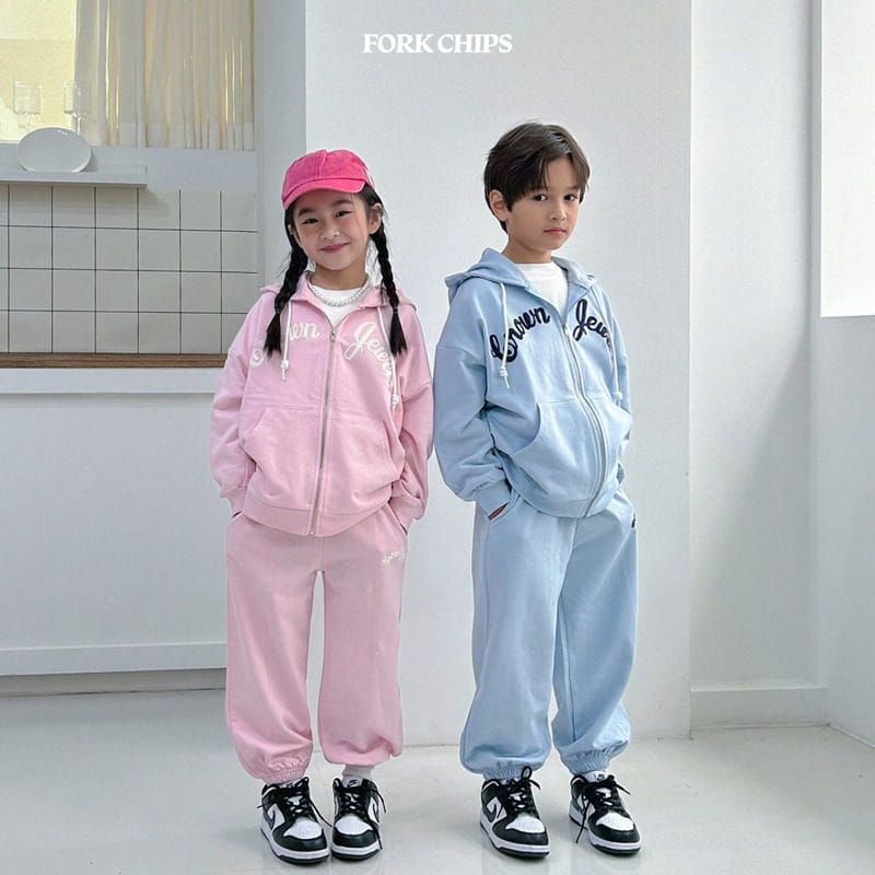 Fork Chips - Korean Children Fashion - #kidsstore - Crown Top Bottom Set - 2