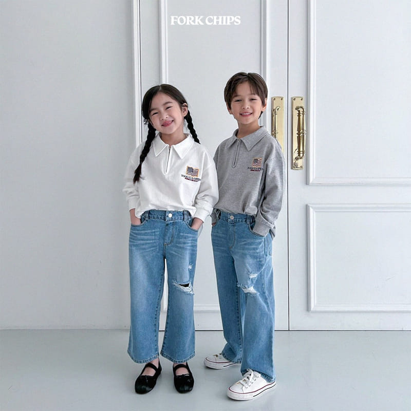 Fork Chips - Korean Children Fashion - #kidsstore - French Slit Jeans - 2