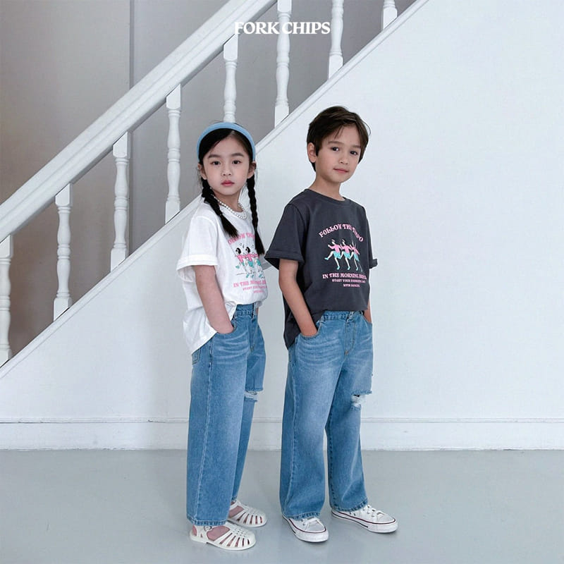 Fork Chips - Korean Children Fashion - #kidzfashiontrend - Dancing Short Sleeves Tee - 10