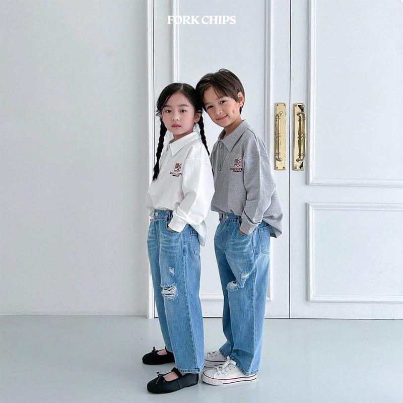 Fork Chips - Korean Children Fashion - #kidzfashiontrend - French Slit Jeans - 3