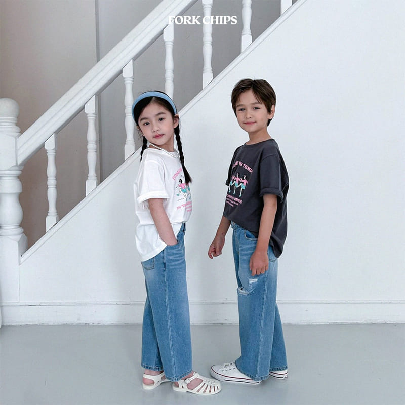 Fork Chips - Korean Children Fashion - #littlefashionista - Dancing Short Sleeves Tee - 12