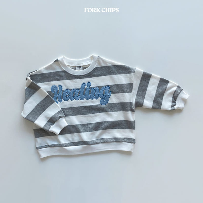 Fork Chips - Korean Children Fashion - #magicofchildhood - Heeling Stripes Sweatshirt - 2