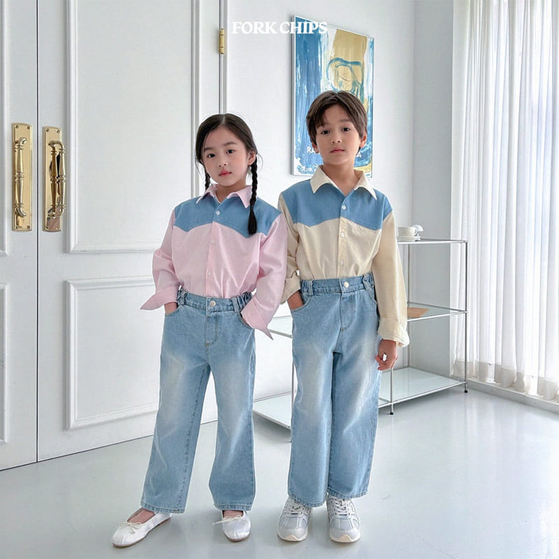 Fork Chips - Korean Children Fashion - #magicofchildhood - Cloud Shirt - 9